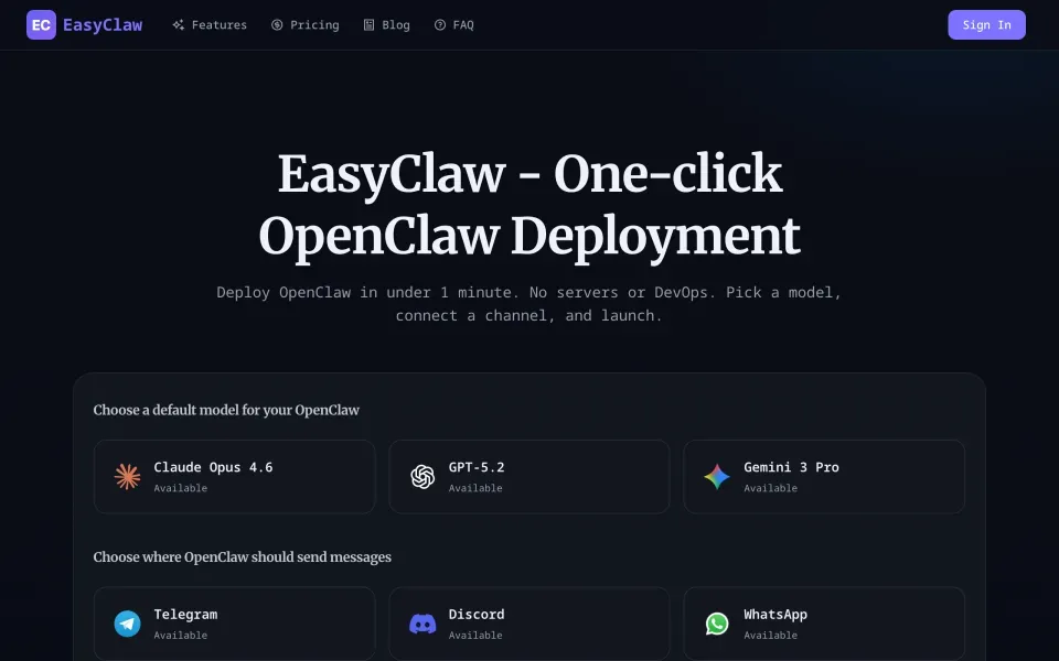 EasyClaw Pro homepage
