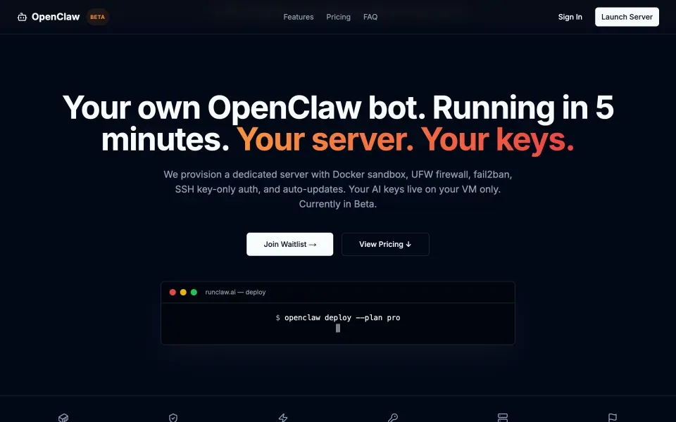 RunClaw.ai homepage