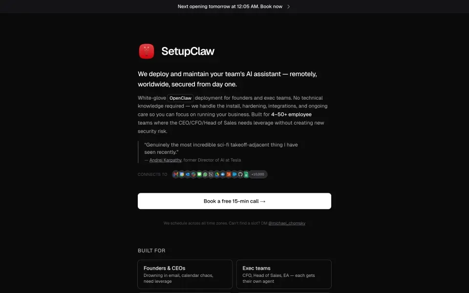 setupclaw homepage
